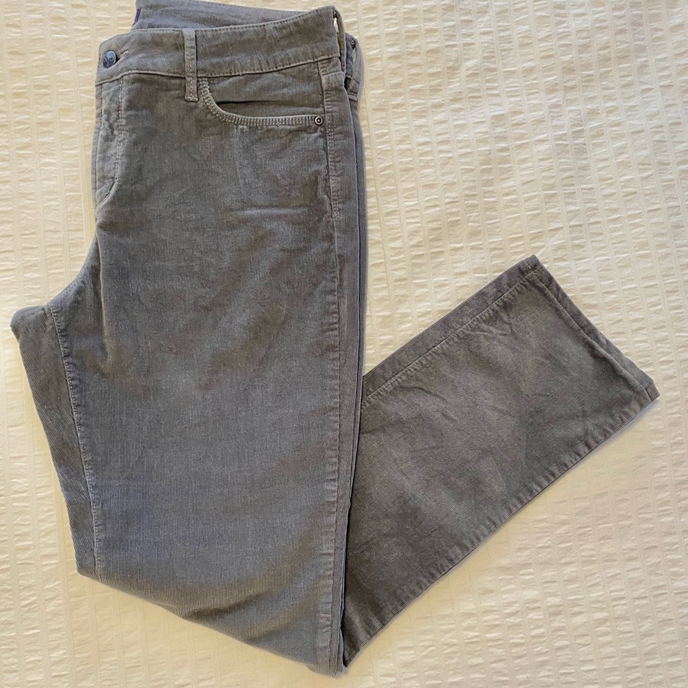 NYDJ Gray Corduroy Straight Leg Jeans